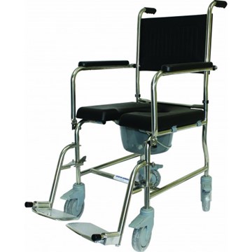 Shower Commode with Wheels | Stainless Steel