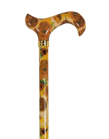 Tea Party Derby Adjustable Walking Stick, Yellow Sunflowers by van Gogh