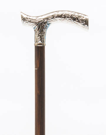 Embossed Chrome Crutch, Brown &quot;cherry&quot;stained beech shaft