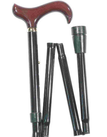 Folding Adjustable Derby, Black with Burgundy Handle