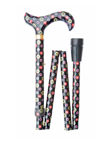 Fashion Folding Derby Walking Stick, Dots and Daisies
