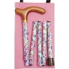 Folding Petite Handbag Cane with Wallet, Pink Floral