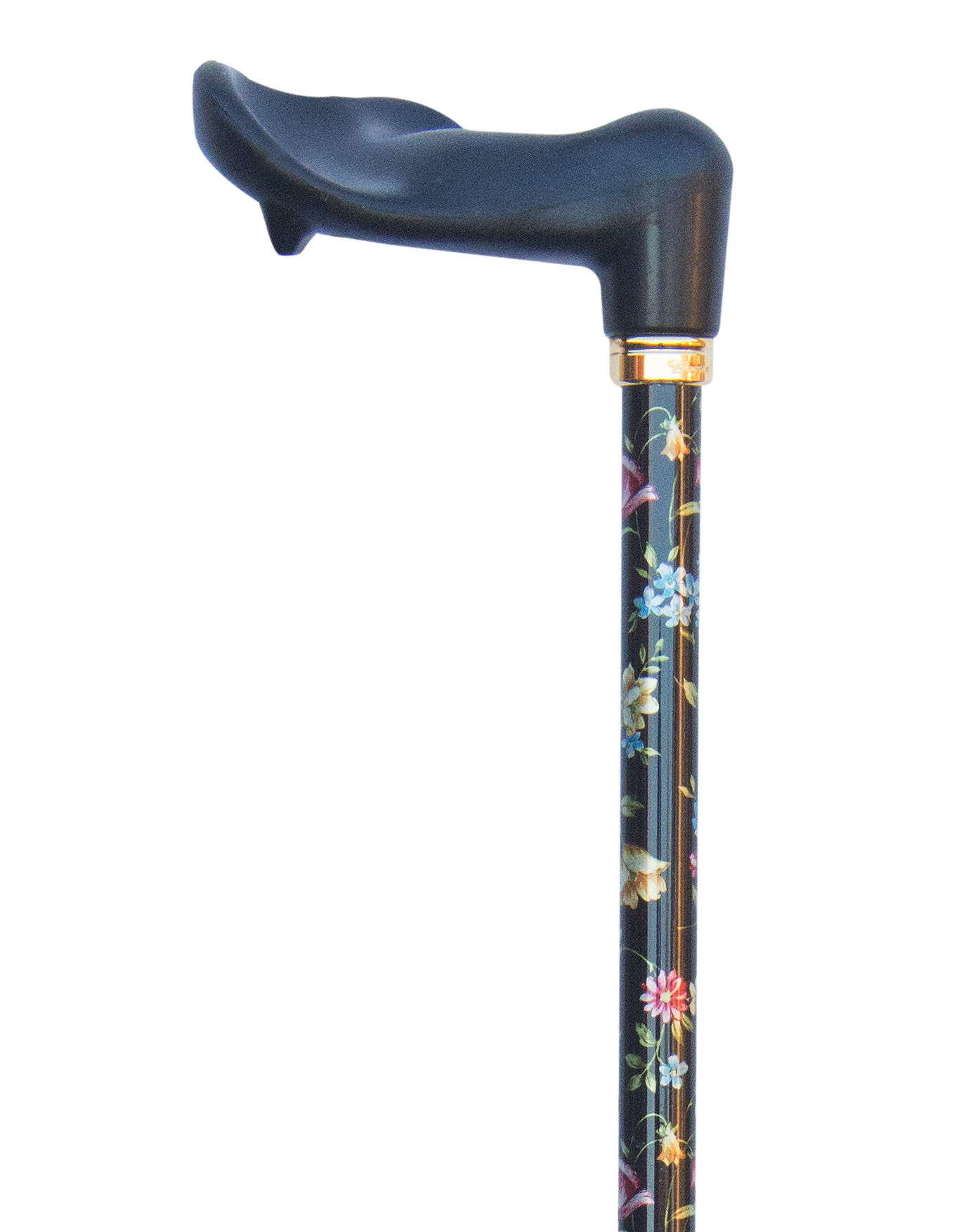 Orthopaedic Handle Black Floral Walking Stick The ILC