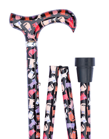 Fashion Folding Derby Walking Stick, Crazy Cats
