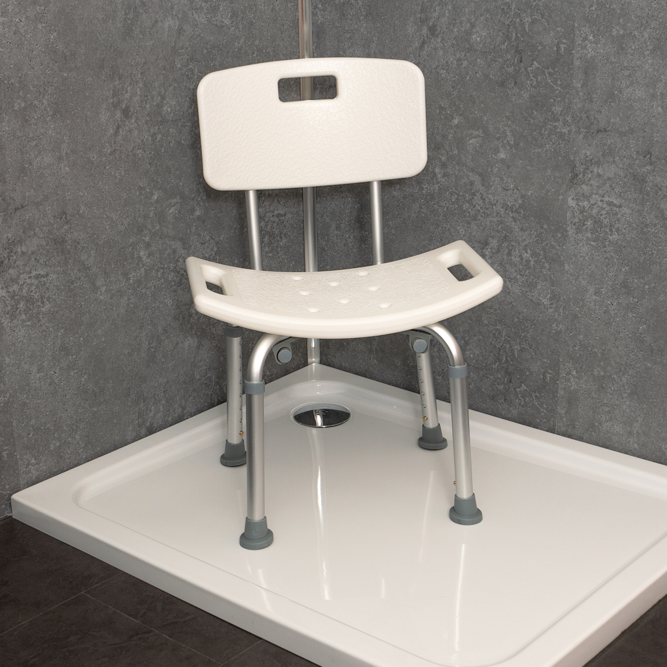 Height Adjustable Shower Chair with Back 100 kg weight limit