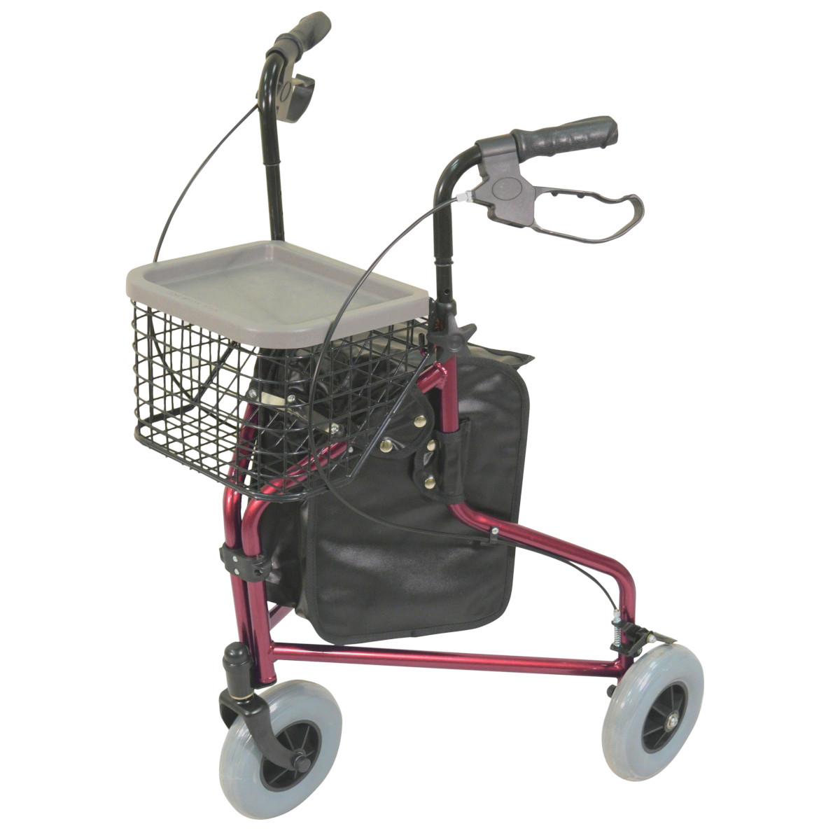 Lightweight 3 Wheeled Walker with Basket and Bag